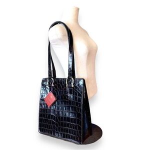 Mulberry Black Crocodile-Embossed Shoulder Bag